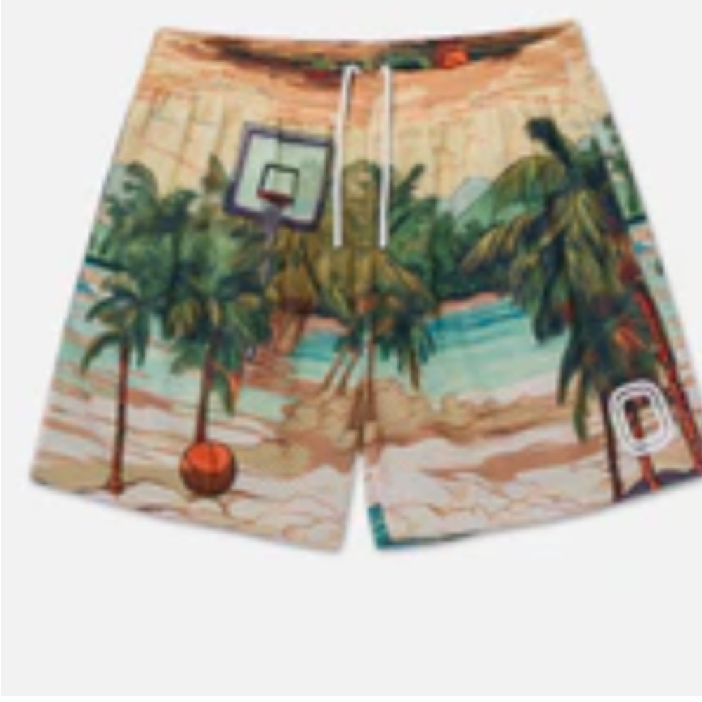 Overtime Tropical Print Mesh Shorts